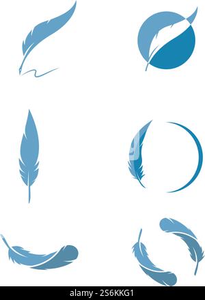 Feather ilustration logo vector template Stock Vector