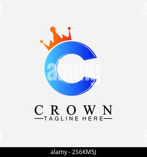 C initial Crown logo designs vector illustration design Stock Vector