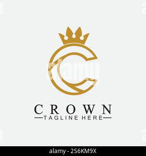 C initial Crown logo designs vector illustration design Stock Vector