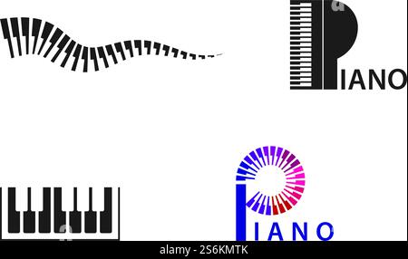 Piano vector ilustration flat design template Stock Vector