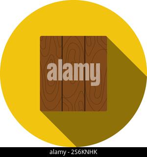 Icon Of Parquet Plank Pattern. Flat Circle Stencil Design With Long Shadow. Vector Illustration. Stock Vector