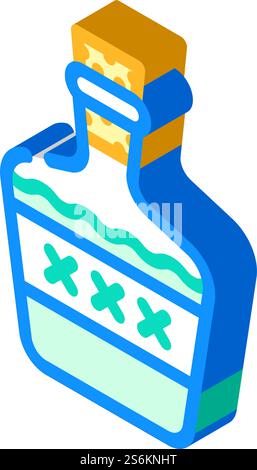alcoholic drink bottle isometric icon vector. alcoholic drink bottle sign. isolated symbol illustration. alcoholic drink bottle isometric icon vector illustration Stock Vector