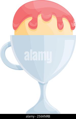 Ice cream with pink jam icon. Cartoon of Ice cream with pink jam vector icon for web design isolated on white background. Ice cream with pink jam icon, cartoon style Stock Vector