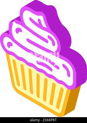 pancake with cream dessert isometric icon vector. pancake with cream dessert sign. isolated symbol illustration. pancake with cream dessert isometric icon vector illustration Stock Vector