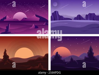 Astronaut With Rocket Background Illustration For Explore In Outer Space And Movement See Stars, Moon, Planets, Ufo Or Asteroids Stock Vector