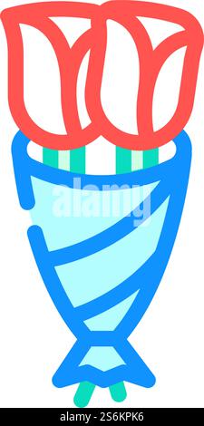 funeral two flowers color icon vector. funeral two flowers sign. isolated symbol illustration. funeral two flowers color icon vector illustration Stock Vector