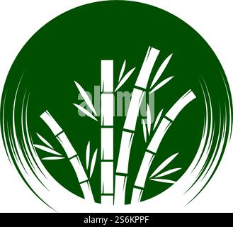 Bamboo with green leaf logo ilustration vector template Stock Vector