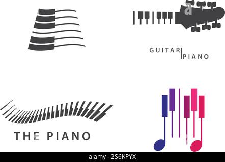 Piano vector ilustration flat design template Stock Vector