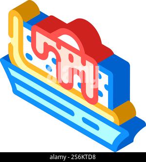 pie with jam dessert isometric icon vector. pie with jam dessert sign. isolated symbol illustration. pie with jam dessert isometric icon vector illustration Stock Vector