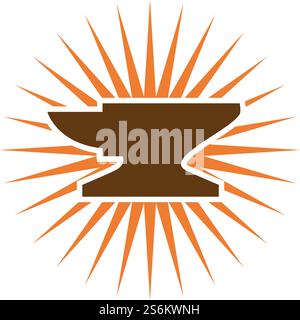 Blacksmith illustration logo vector flat design Stock Vector