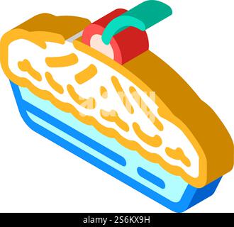 pie with cherry berry dessert isometric icon vector. pie with cherry berry dessert sign. isolated symbol illustration. pie with cherry berry dessert isometric icon vector illustration Stock Vector