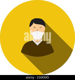 Medical Face Mask Icon. Flat Circle Stencil Design With Long Shadow. Vector Illustration. Stock Vector