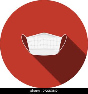 Medical Face Mask Icon. Flat Circle Stencil Design With Long Shadow. Vector Illustration. Stock Vector