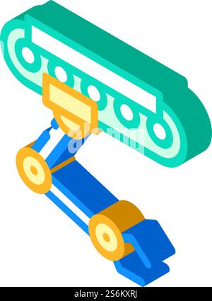 robotic hand on rail isometric icon vector. robotic hand on rail sign. isolated symbol illustration. robotic hand on rail isometric icon vector illustration Stock Vector