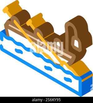 boat pirate isometric icon vector. boat pirate sign. isolated symbol illustration. boat pirate isometric icon vector illustration Stock Vector