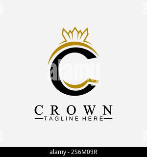 C initial Crown logo designs vector illustration design Stock Vector