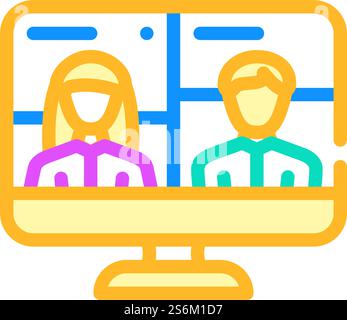 video conference discussion color icon vector. video conference discussion sign. isolated symbol illustration. video conference discussion color icon vector illustration Stock Vector