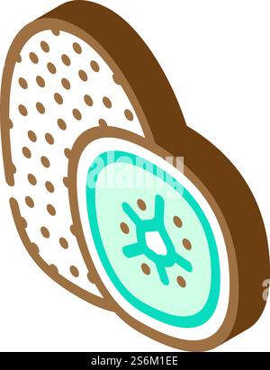 kiwi fruit isometric icon vector. kiwi fruit sign. isolated symbol illustration. kiwi fruit isometric icon vector illustration Stock Vector