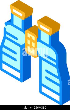 binoculars equipment isometric icon vector. binoculars equipment sign. isolated symbol illustration. binoculars equipment isometric icon vector illustration Stock Vector