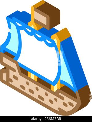 ship pirate isometric icon vector. ship pirate sign. isolated symbol illustration. ship pirate isometric icon vector illustration Stock Vector
