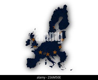 Map and flag of the EU on rusty metal Stock Photo - Alamy