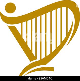 Harp illustration logo vector design Stock Vector