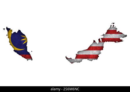 Map and flag of Malaysia on weathered wood Stock Photo - Alamy