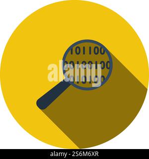 Data Analysing Icon. Flat Circle Stencil Design With Long Shadow. Vector Illustration. Stock Vector
