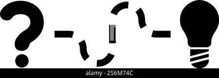 Concept of finding solution to the issue Question and path to the light bulb Searching for Innovation icon black color vector illustration flat style simple image. Concept of finding solution to the issue Question and path to the light bulb Searching for Innovation icon black color vector illustration flat style image Stock Vector