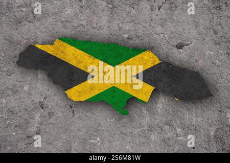 Map and flag of Jamaica on weathered concrete Stock Photo - Alamy