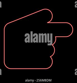 Neon pointer hand red color vector illustration flat style light image. Neon pointer hand red color vector illustration flat style image Stock Vector