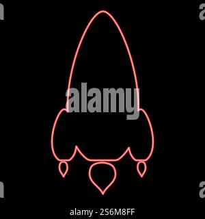 Neon rocket red color vector illustration flat style light image. Neon rocket red color vector illustration flat style image Stock Vector