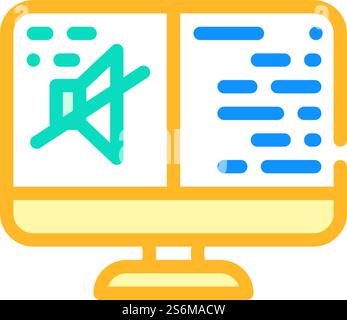 lack of sound video conference color icon vector. lack of sound video conference sign. isolated symbol illustration. lack of sound video conference color icon vector illustration Stock Vector