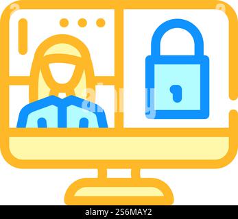 closed conference color icon vector. closed conference sign. isolated symbol illustration. closed conference color icon vector illustration Stock Vector