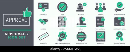 Approval icons. Approval icon set. Set icon about approval. Vector illustration. Stock Vector