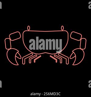 Neon crab red color vector illustration flat style light image. Neon crab red color vector illustration flat style image Stock Vector