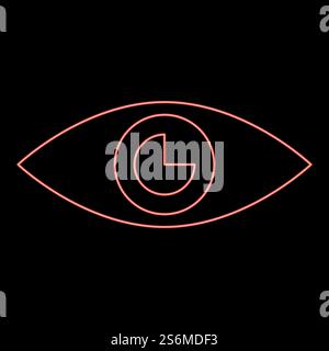 Neon eye red color vector illustration flat style light image. Neon eye red color vector illustration flat style image Stock Vector