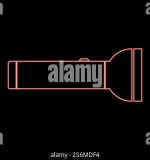Neon flashlight red color vector illustration flat style light image. Neon flashlight red color vector illustration flat style image Stock Vector