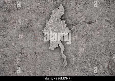 Map of Myanmar on weathered concrete Stock Photo - Alamy