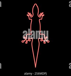 Neon lizard red color vector illustration flat style light image. Neon lizard red color vector illustration flat style image Stock Vector