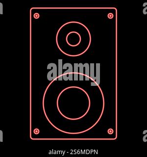Neon loud speaker red color vector illustration flat style light image. Neon loud speaker red color vector illustration flat style image Stock Vector