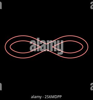 Neon infinity symbol red color vector illustration flat style light image. Neon infinity symbol red color vector illustration flat style image Stock Vector