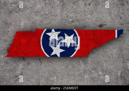 Map and flag of Tennessee on weathered concrete Stock Photo - Alamy