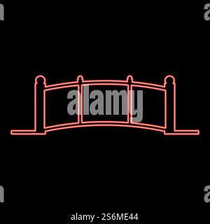 Neon bridge red color vector illustration flat style light image. Neon bridge red color vector illustration flat style image Stock Vector