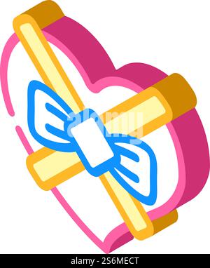 chocolate candy gift box in heart shape isometric icon vector. chocolate candy gift box in heart shape sign. isolated symbol illustration. chocolate candy gift box in heart shape isometric icon vector illustration Stock Vector