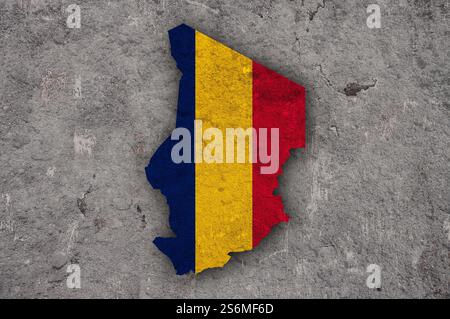 Map and flag of Chad on weathered concrete Stock Photo - Alamy