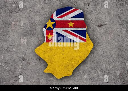 Map and flag of Niue on weathered concrete Stock Photo - Alamy