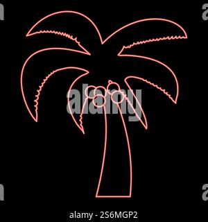 Neon palm red color vector illustration flat style light image. Neon palm red color vector illustration flat style image Stock Vector