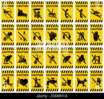 Set Caution Prohibition Sign Symbol on white background Stock Vector