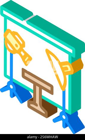 video shooting studio isometric icon vector. video shooting studio sign. isolated symbol illustration. video shooting studio isometric icon vector illustration Stock Vector